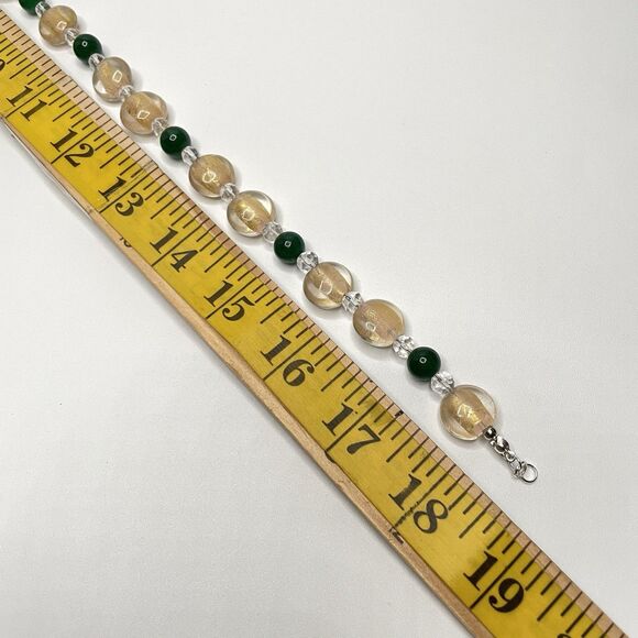 Artisan Handcrafted Emerald Green Gemstone Murano Foil Glass Beaded Necklace - Picture 7 of 7